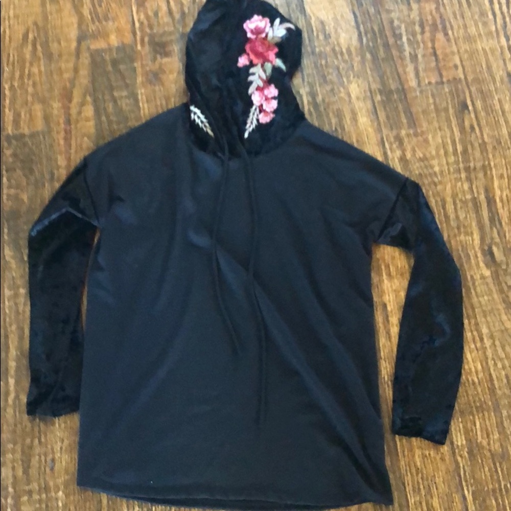 Hoodie long sleeve hoodie velour & embroidery